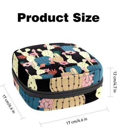 Anna Cowper Black Cactus Sanitary Napkin Storage Bag - Portable Period Pouch for Women and Teen Girls, Multi-colored - 1 Pcs - Buy Online on GoSupps.com