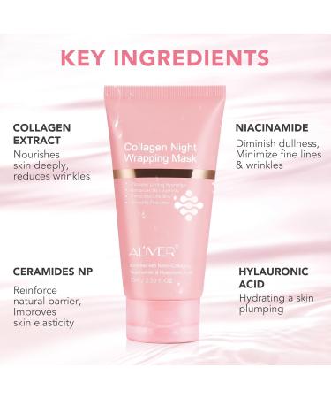  Bieyoc Collagen Night Wrapping Mask Overnight Face Mask Peel Off Collagen Mask - Deep Hydration Reduces Wrinkles & Improves Skin Elasticity Brush Included 75ml - Buy Online on GoSupps.com
