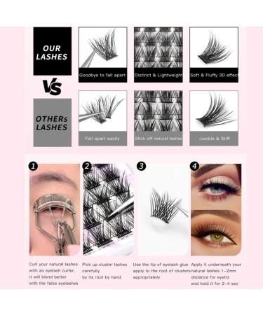 Cluster Eyelashes Different Style Individual Eyelashes Volume 10 16mm Length (A with B (150 Cluster)) - Buy Online on GoSupps.com