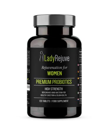 LadyRejuve Premium Probiotics | 120 Vegan Tablets | 10 Billion CFU - Specially Formulated Probiotic Supplement for Women | Supports Digestive Gut Health | Provides Constipation Relief for Adults