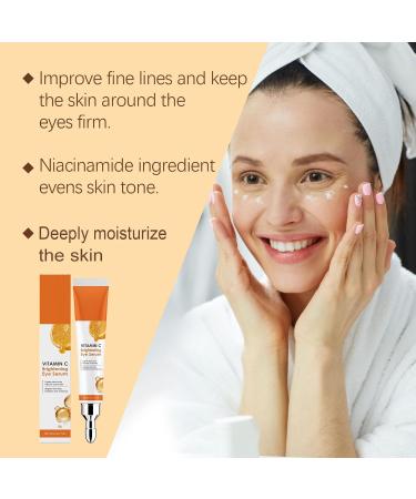  JASUBAI Eye Brightening Serum with Vitamin C for Dark Circles and Puffy Eyes Anti-Aging Cream Reduce Under Eye Bags for Women Men Anti-Wrinkle Treatment 6 Pack - Buy Online on GoSupps.com