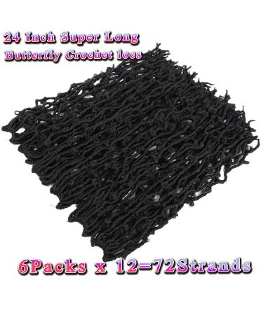 24 Inch Butterfly Locs Crochet Hair 6 Packs Pre-Looped Soft Distressed Extensions | 1B Color - Buy Online on GoSupps.com