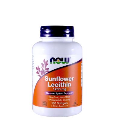 Now Foods Sunflower Lecithin Non-GMO, 1200mg, 100 Sgels (2 Pack)