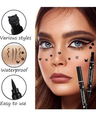 Double Side Liquid Winged Eyeliner Stamp Smudge Proof Waterproof Eyeliner Pen Set Long-Lasting Eye Liner Face Makeup Star Flowers Hearts Triangle Black Eyeliner Stamp Pencil(5PCS) - Buy Online on GoSupps.com