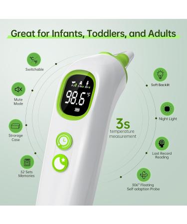 Buy High Accuracy Ear Thermometer for Babies Kids & Adults | 32 Memory Recall Mute LED Backlit & 21 Probe Covers - International Shipping Available - Buy Online on GoSupps.com