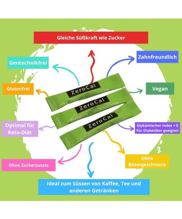 Buy Erythritol + Stevia Sweetener Sticks - 100 Sticks | Gluten-Free Vegan GMO-Free | Ideal for Coffee & Tea - Buy Online on GoSupps.com