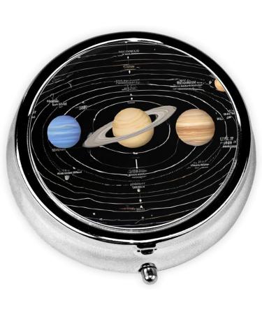 Exploring The Solar System Round Pill Box | 3 Compartment Portable Travel Medicine Organizer | Mini Decorative Vitamin Holder - Buy Online on GoSupps.com