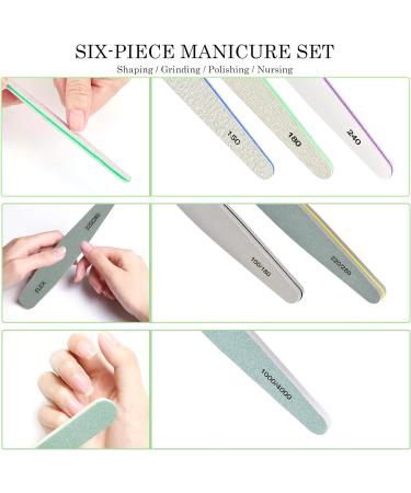 SetSail Gray Nail Files - Double Sided Emery Boards for Natural and Acrylic Nails - 6 Pack Fingernail Files for Women and Girls - Buy Online on GoSupps.com