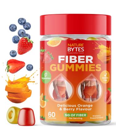 Prebiotic Fiber Gummies for Adults and Kids [15g Inulin Fiber from Chicory Root] for Digestive Health, Bloating, Constipation Relief ¦Natural Flavoured Berry & Orange Gummy Supplement