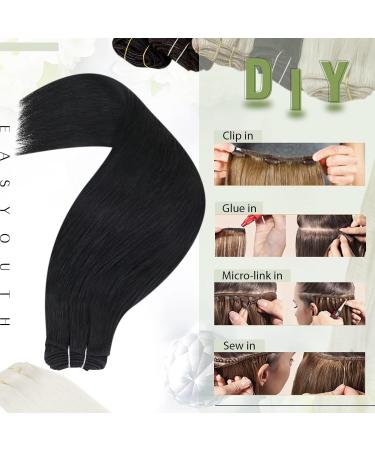 Easyouth Black Remy Human Hair Sew-in Extensions - 12 Inch Jet Black Double Weft - 70g - Buy Online on GoSupps.com