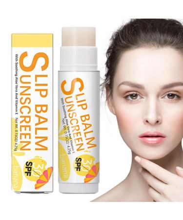 Chapstick with SPF 30 Hydrating Bum Sun Lip Balm SPF30 - Hydrating Lip Sunblock Lip Sunscreen Travel Size Sunscreen for Lips Lip Care Sun Protection Protects Soothes and Moisturizes Lips Yapi #1 Banana Flavor
