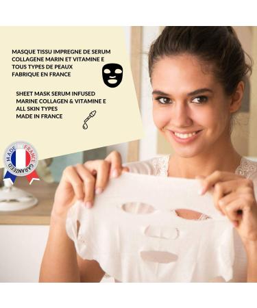  Littorelle Face Mask No.6 Collagen Moisturising Serum and Vitamin E - Made in France - Anti-Ageing and Moisturising - Anti-Wrinkle Care - Fabric Mask All Skin Types - Pack of 10 Units - Buy Online on GoSupps.com