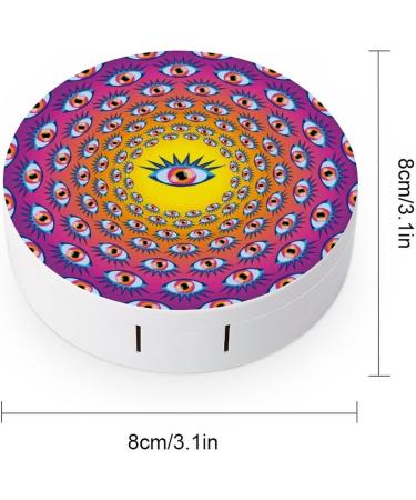 Psychedelic Eyes Round Case For Contact Lens Kit Storage Box with Mirror Printed - Buy Online on GoSupps.com