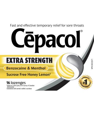 Cepacol Sore Throat Lozenges with Pain Numbing Relief Extra Strength Honey-Lemon 16 lozenges