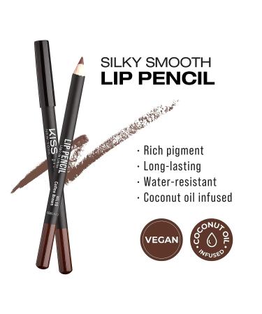 kiss new york Professional Slim Lip Pencil Creamy Soft Liner in Coffee Brown - Long-Lasting Natural Lip Makeup | Water-Resistant Lip Crayon - Buy Online on GoSupps.com
