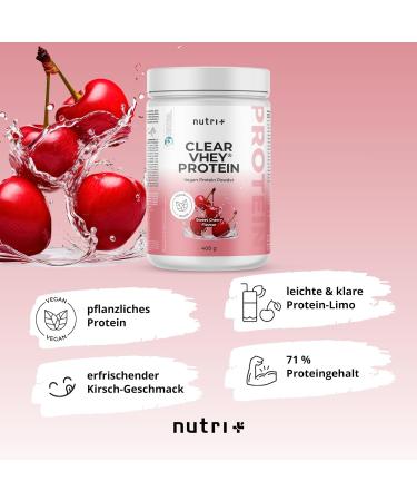 Nutri + Clear Vegan Protein Powder - Refreshing Cherry Flavor Soy-Free Gluten-Free Lactose-Free Sugar-Free 400g Pack - Buy Online on GoSupps.com