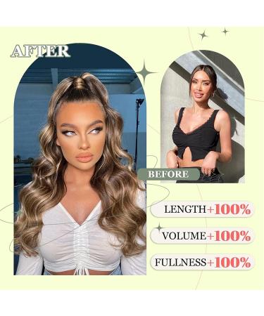YEESHEDO Long Wavy Drawstring Ponytail Hair Extension | Clip-in Curly Synthetic Hairpiece 26 Chestnut Brown with Blonde | Women's Hair Accessories - Buy Online on GoSupps.com