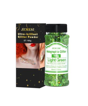 Light Green Holographic Chunky Glitter (100g) for Resin Nail Art Face & Body Slime & Festival Crafts - Buy Online on GoSupps.com