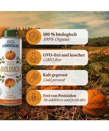 Benvolio Pumpkin Seed Oil 250ml - 100% Natural & Pure Cold Pressed | Hair Skin & Prostate Health | Perfect for Salads Soups & Care - Buy Online on GoSupps.com