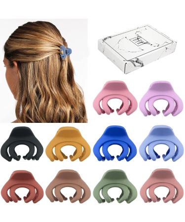 Small Hair Clips for Women Girls Kids, Tiny Hair Claw Clips for Thin/Medium Thick Hair, 1.5 Inch Mini Hair Jaw Clips Matte Octopus Clip Nonslip Spider Clip with Gift Box (Pack of 10 Colors) Colored Octopus Clips