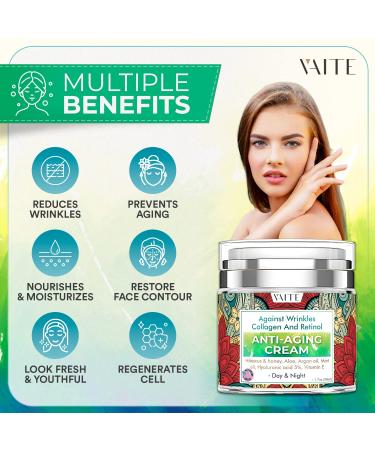 Vaite Organic Anti-Aging Face Moisturizer Cream with Hibiscus, Honey, Aloe, Argan Oil, Mint Oil, Vitamin E - Day and Night Moisturizer for Women and Men - Natural Sensitive Collagen and Retinol Formula - Buy Online on GoSupps.com