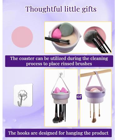 Buy 3-in-1 Silicone Makeup Brush Cleaner Mat - Drying Holder & Organizer for Brushes & Sponges (Purple) | Fast International Shipping - Buy Online on GoSupps.com