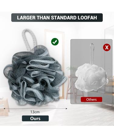 3-Piece Large Shower Puff Set - Soft Loofah Bath Sponge for Men - Exfoliating Body Wash Pouf Scrunchies - Buy Online on GoSupps.com