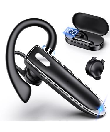 Bluetooth Headset for Cell Phones Bluetooth V5.2 Earpiece with Charging Case Hands-Free Single Ear Headset with CVC8.0 Noise Canceling Mic for Office/Driving Compatible with iPhone/Android/Laptop with Chargring Case