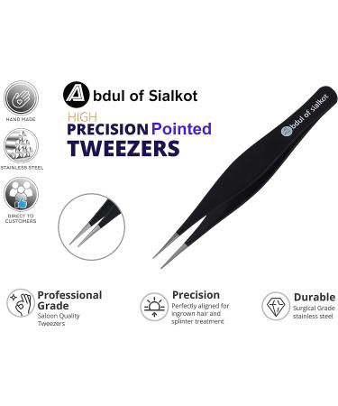 Abdul of Sialkot Pointed Tweezers - Precision Ingrown Hair & Blackhead Removal Tool - Yellow - Buy Online on GoSupps.com