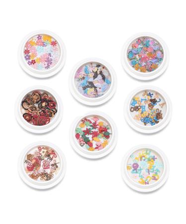 8 Boxes DIY Manicure Wood Pulp Flakes Romantic Rose Glitter Flakes Holographic Nail Art Sequins Nail Paillettes Ultrathin