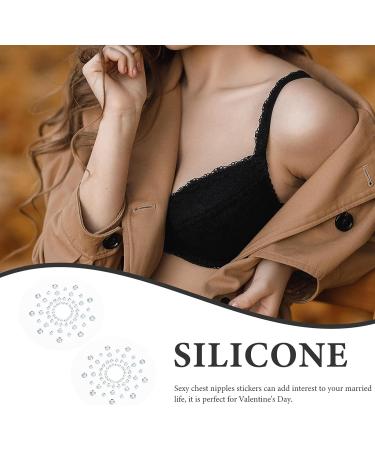 Glitter Rhinestone Nipple Covers Stickers - Reusable Sequins Pasties for Women - White - Buy Online on GoSupps.com