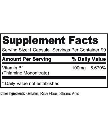 VitaDirect Premium Vitamin B1 Thiamine Supplement - 100mg 90 Capsules - Buy Online on GoSupps.com