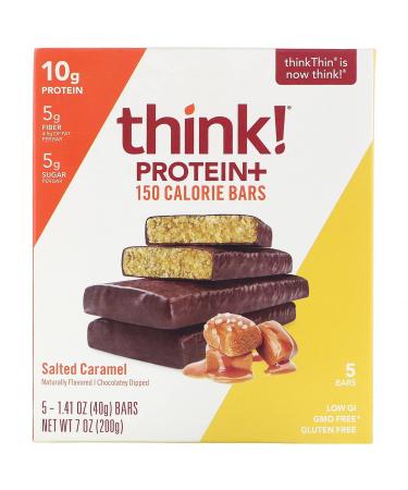 Think ! Protein+ 150 Calorie Bars Salted Caramel 5 Bars 1.41 oz (40 g) Each