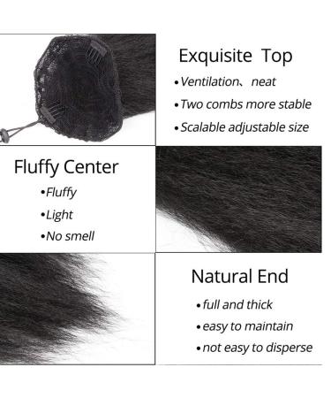 24 Inch Natural Long Yaki Curly Drawstring Ponytail Extension for Black Women - Clip in Hairpiece (1B) - Buy Online on GoSupps.com