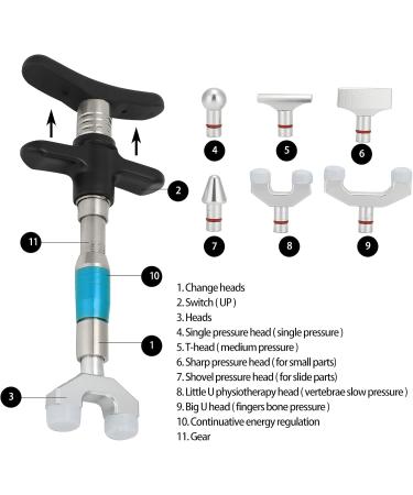 Shanrya Chiropractic Adjustment Tool - Manual Spine Massage Device with 6 Massage Heads for Back Pain Relief | Easy to Use & Relaxing | International Shipping Available - Buy Online on GoSupps.com