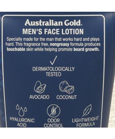 Buy Australian Gold Men's Face & Beard Lotion | Fragrance-Free Non-Greasy Avocado & Coconut | 5 fl oz - Fast International Shipping - Buy Online on GoSupps.com