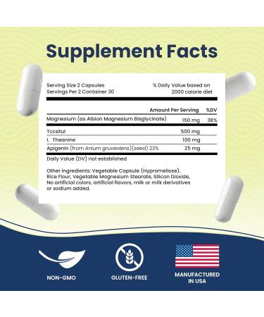 Deep Sleep Formula, Natural Sleep Aid Without Melatonin, Magnesium Bisglycinate, L. Theanine, Inositol, Sleep Pills for Adults, 60 Vegan Capsules - Buy Online on GoSupps.com