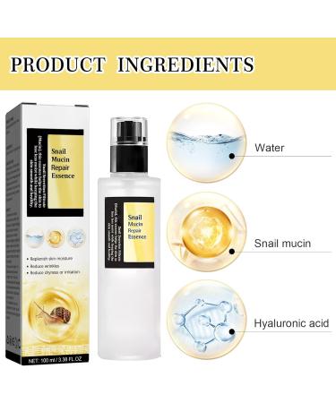 Snail Mucin Essence - Hyaluronic Acid Serum for Face for Hydrated - Revitalize Moisturize and - Anti Aging Serum Targets Fine Lines & Wrinkle - Firming and Plumping of Skin All Skin Types - Buy Online on GoSupps.com
