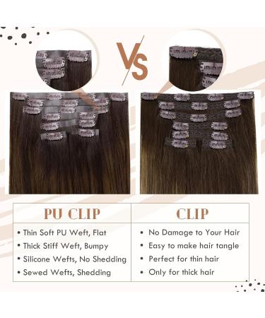 Vivien Clip In Extensions - 14 Inch Real Hair Balayage Brown Extensions - 120g PU Clips - #2/8/2 - Buy Online on GoSupps.com