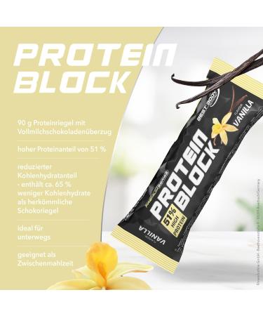 Best Body Nutrition Protein Block - Vanilla | 51% Protein per Bar | 15 x 90g | 1.35kg - International Shipping Available - Buy Online on GoSupps.com
