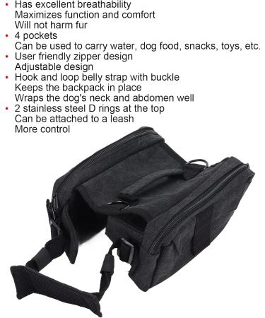 Cyrank Dog Backpack Harness Dog Weighted Vest Dog Hiking Backpack for Medium and Large Dogs(L-Black) L Black - Buy Online on GoSupps.com