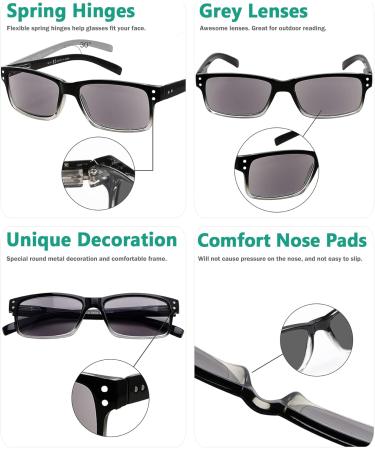 Eyekepper 5-Piece Classic Spring Hinge Reading Glasses Set - Stylish Sun Reading Glasses with Grey Lenses +1.75 Diopters - Perfect for International Shipping - Buy Online on GoSupps.com