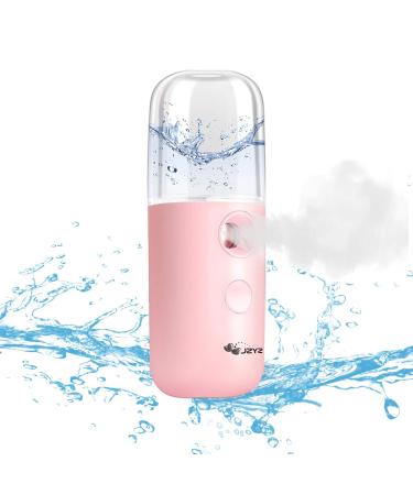 JZYZ Nano Spray Mini Portable Handheld Face Steamer  USB Rechargeable Battery Operated Nano Cool Mist Spray Facial Mister (Pink)