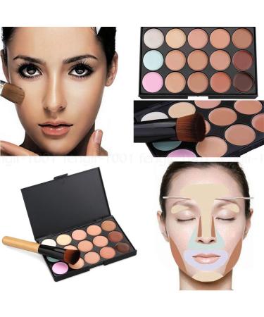 Boolavard 15 Color Concealer Palette Kit Free Brush Makeup Contour Face Cream