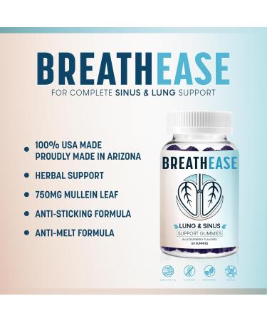 Sinus & Lung Support Gummies - Mullein Leaf & Boswellia - Lung Detox & Allergy Relief - Blue Raspberry Flavor - 60 Count - Buy Online on GoSupps.com