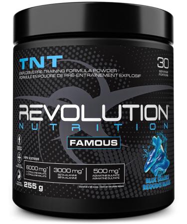 Revolution Nutrition TNT Pre-Workout Powder Pumps & Strength Extreme Intensity Hyper Concentrate Citrulline Malate 2:1 Beta Alanine Agmatine Sulfate Caffeine For Men & Women 255g 30 Servings (Blue Sharks 0.56 Pound)