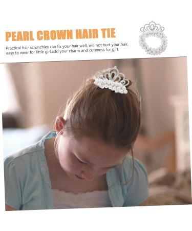 hair accessories elastic hair tie pearl hair scrunchies pearl crown hair scrunchies pearl hair tie with crown pearl beaded hair tie crown hair tie child alloy plastic rubber band - Buy Online on GoSupps.com