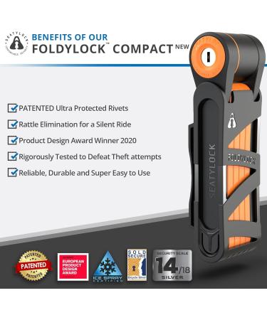 Foldylock Compact Bicycle Lock - Patented Lightweight High Security for eBike & Scooter - 85 cm Peach - Buy Online on GoSupps.com