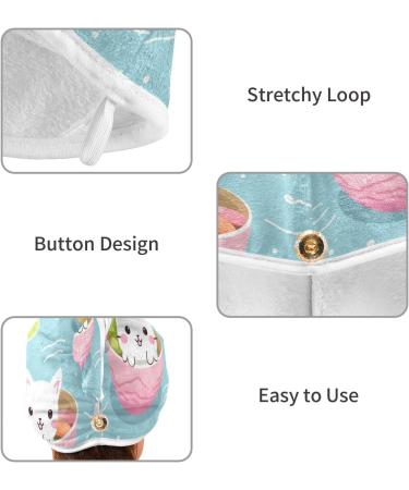 Cute Cartoon Cat Hair Towel 2 Pack | Super Absorbent Quick Dry Hair Turbans for Women & Girls - Buy Online on GoSupps.com