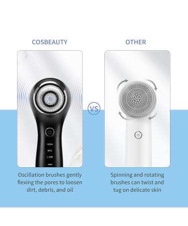 COSBEAUTY Sonic Facial Cleansing Brush - 5 Brush Heads, IPX7 Waterproof, Rechargeable - Black - Buy Online on GoSupps.com